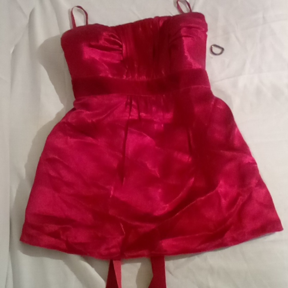 Banana Republic Red Silk Strapless Petite Dress